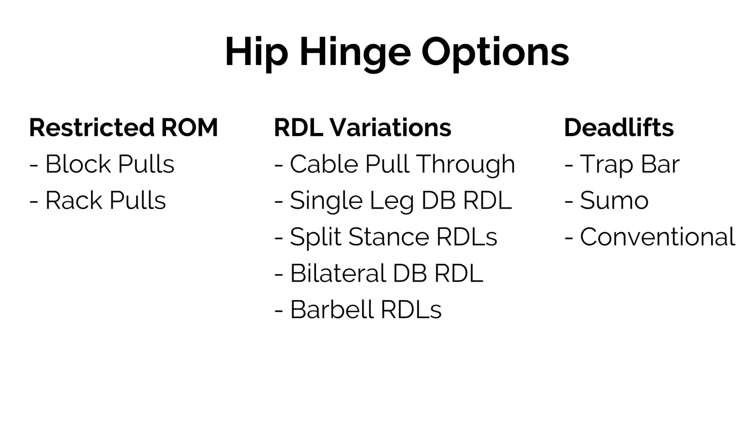 hip hinge options
