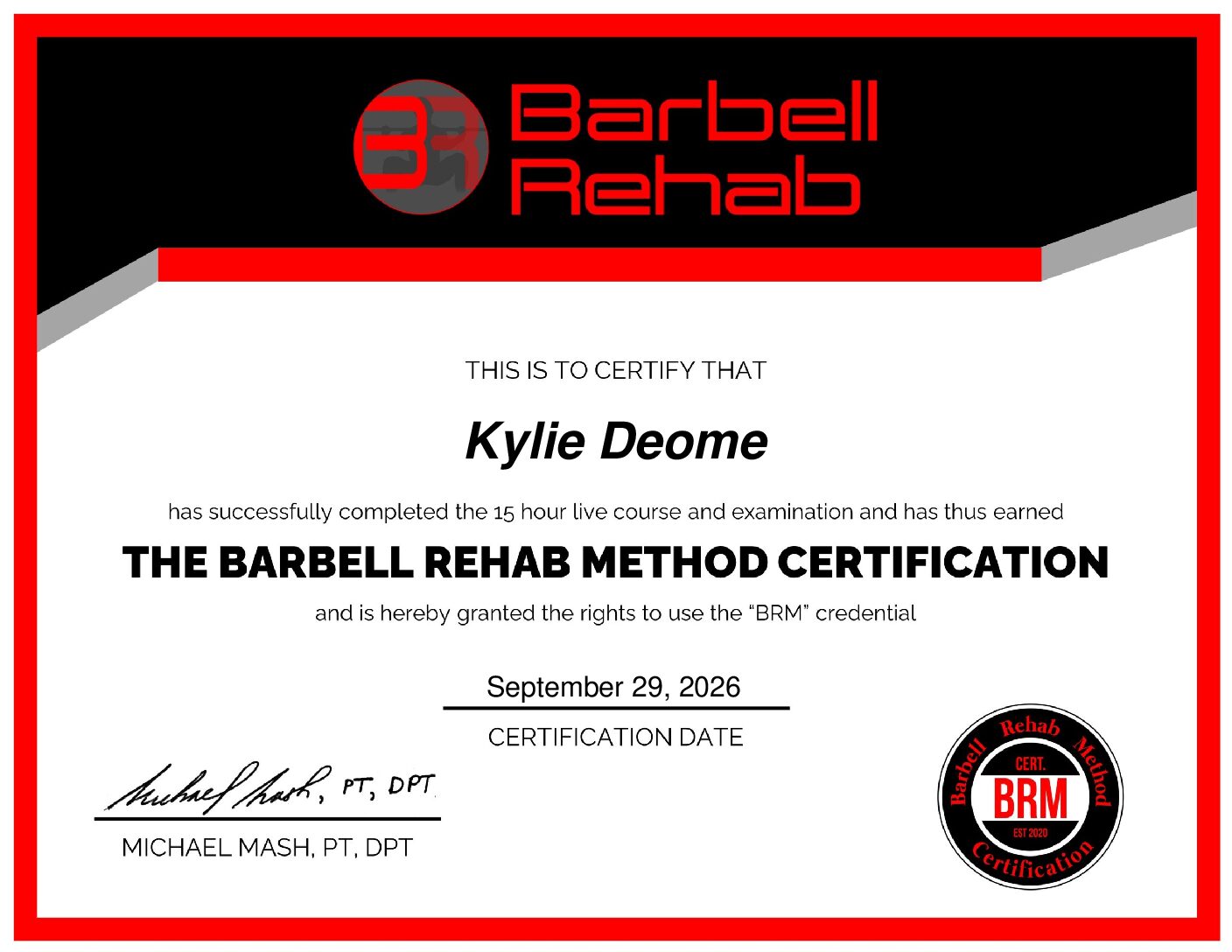 Kylie Deome BRM, Lead Athletic Performance